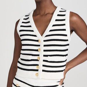 English Factory Striped Knit Vest L